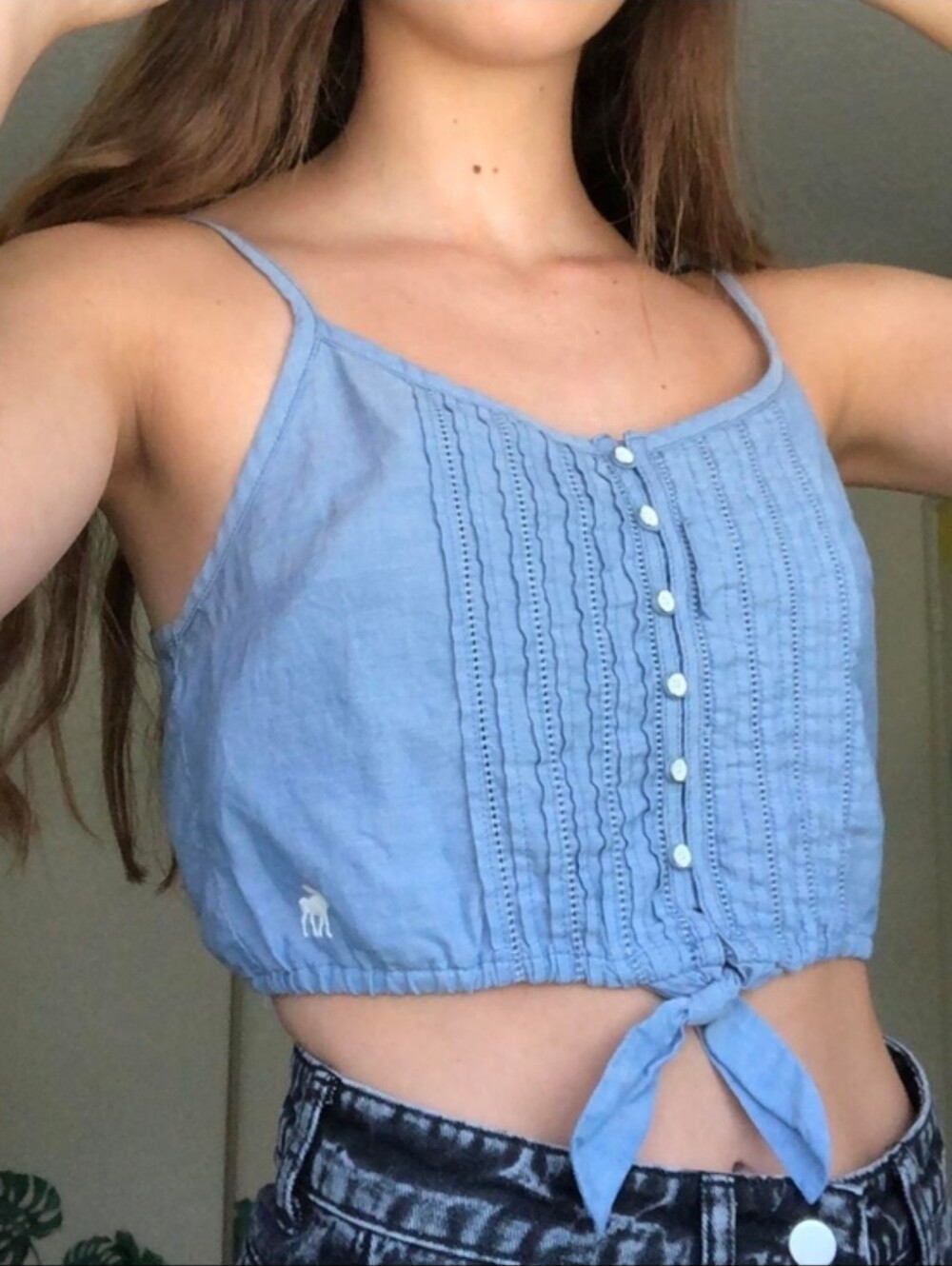Abercrombie & Fitch Cotton Chambray Crop Top